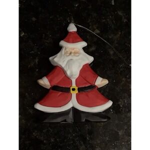 Vintage Department 56 Porcelain Christmas Tree Shape Santa Claus Ornament